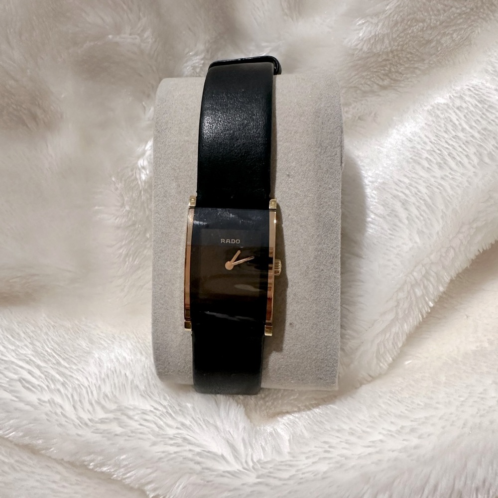 Rado Black Dial Black Leather Women's Watch